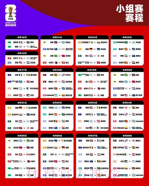 2026世界杯每日赛程完整版 2026世界杯每日赛程完整版